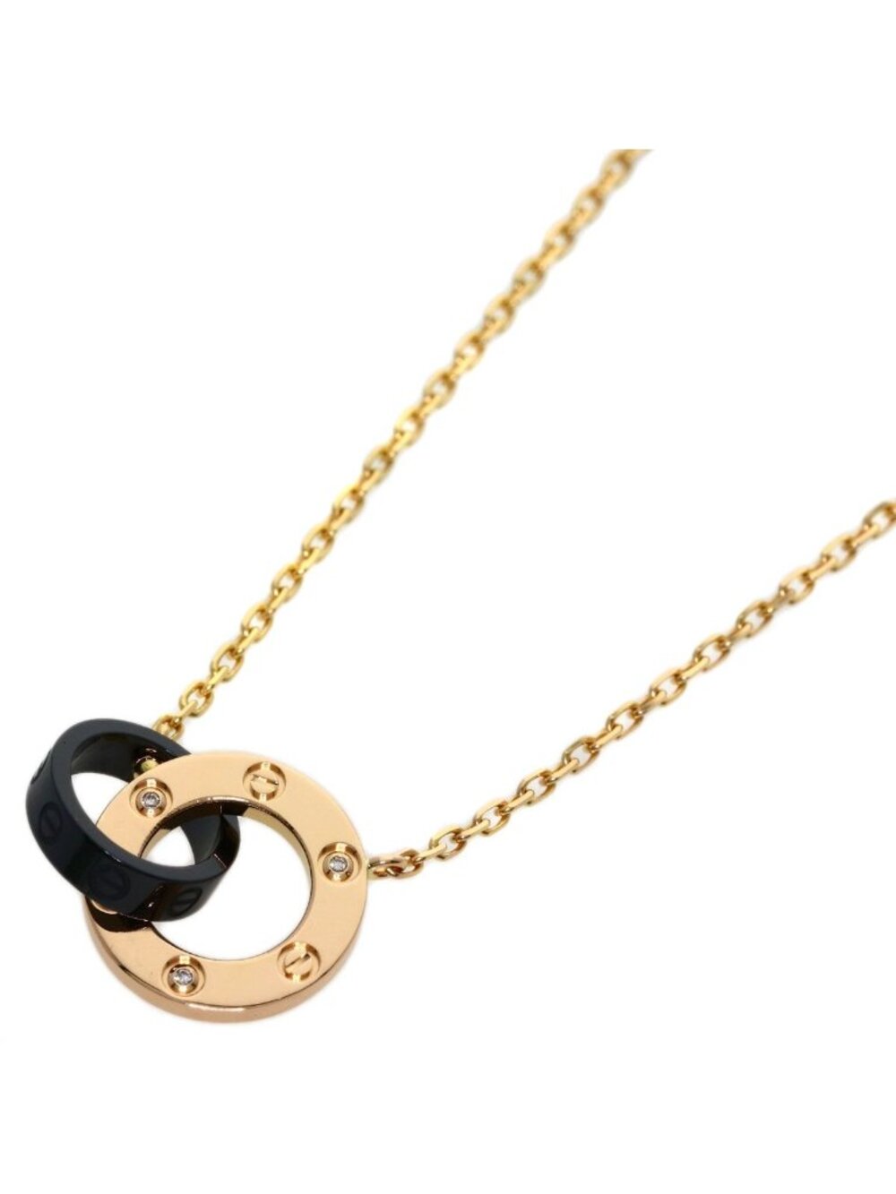 Cartier Love Circle Diamond Necklace 18k Pink Gold